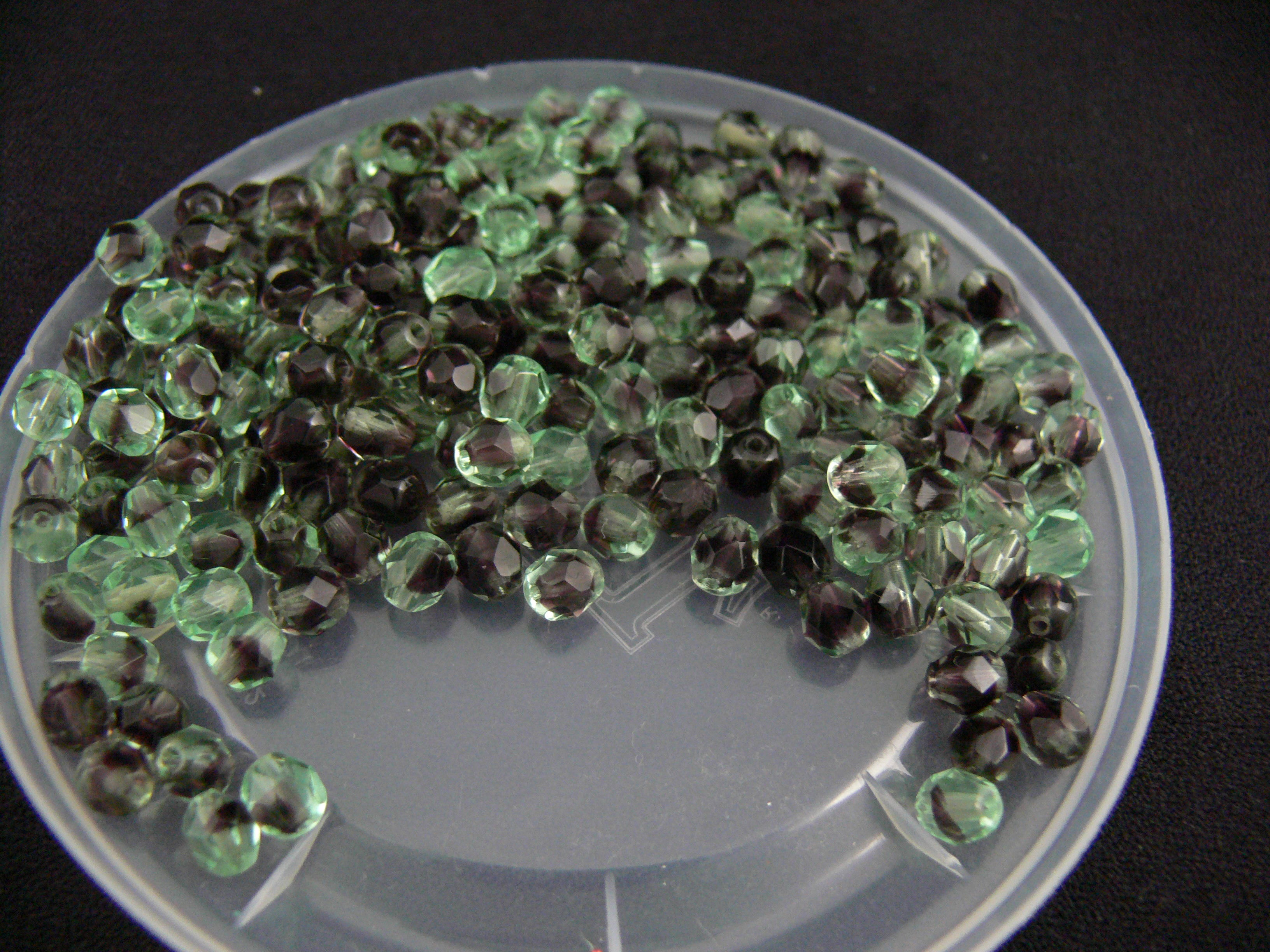 Green Black mix 6mm Czech Crystal Beads